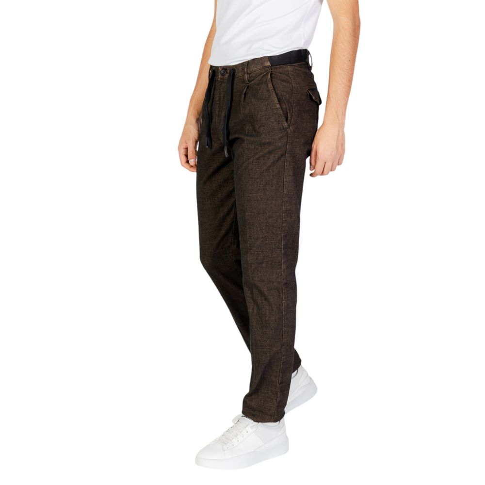 Brown Cotton Casual Pants