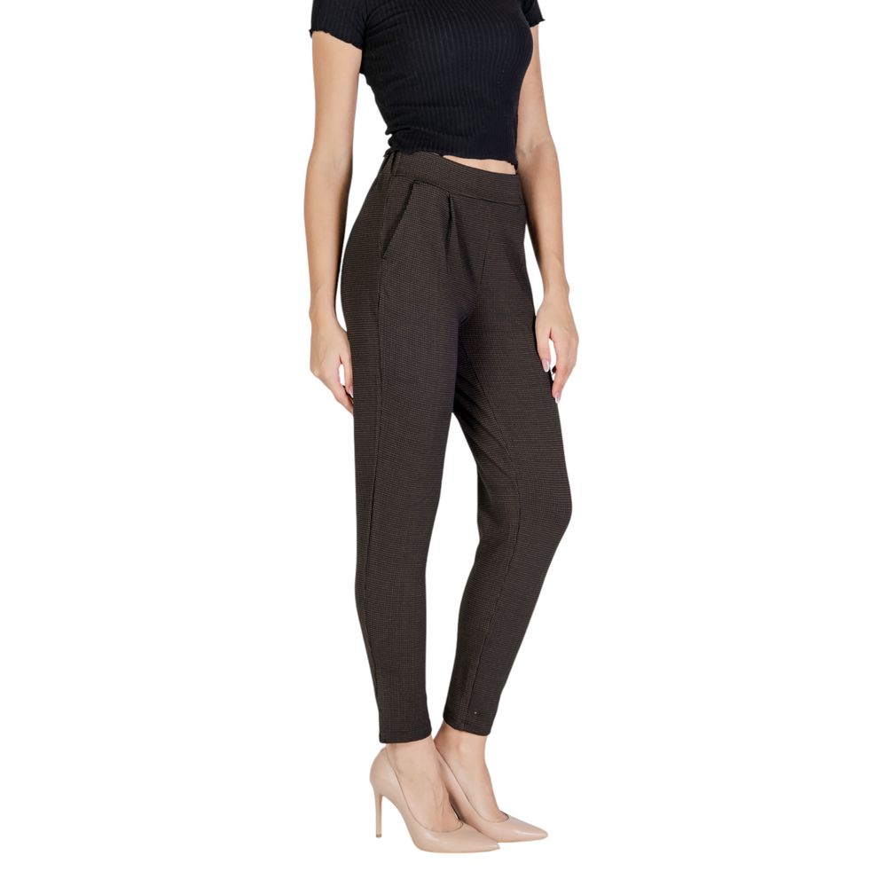 Brown Polyester Casual Pants