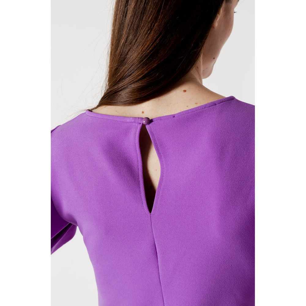 Purple Polyester Midi Dress