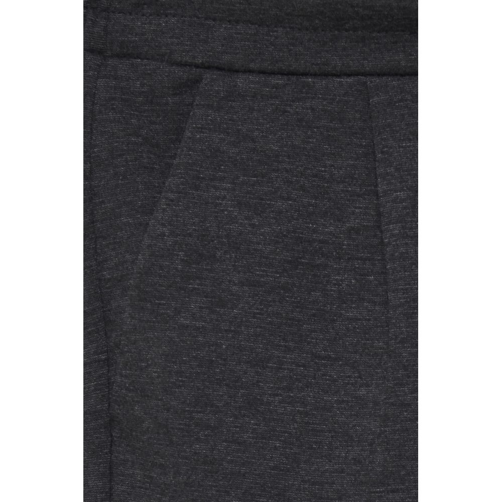 Gray Polyester Casual Pants
