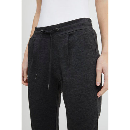 Gray Polyester Casual Pants
