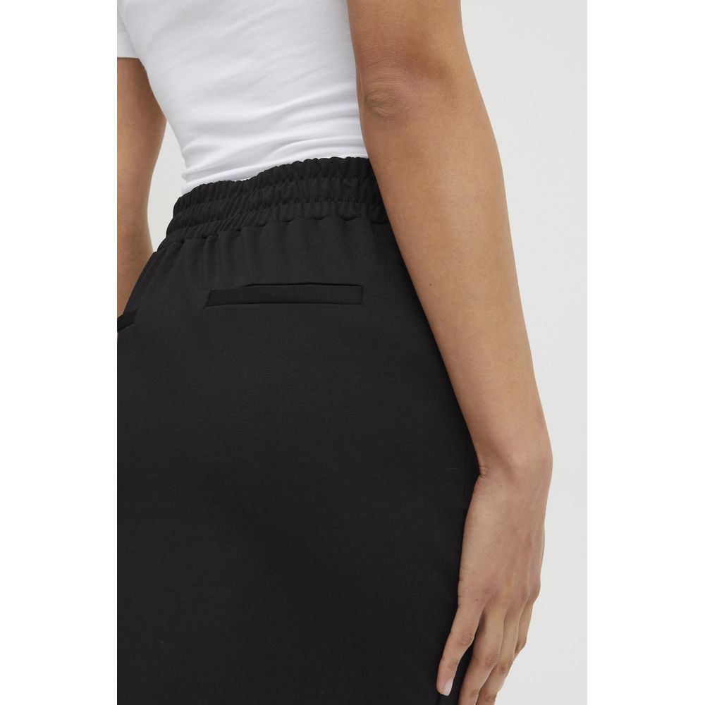 Black Polyester Mini Skirt