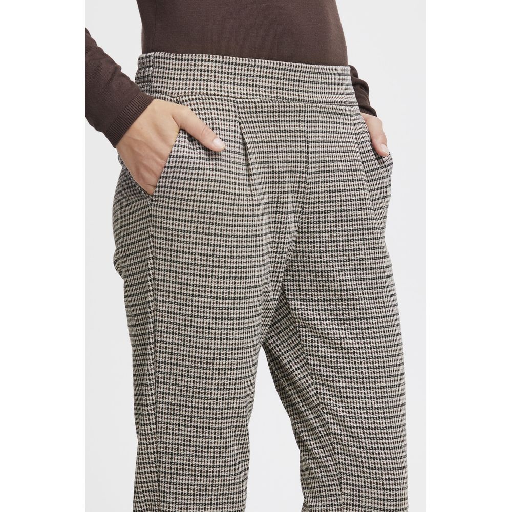 Beige Polyester Casual Pants