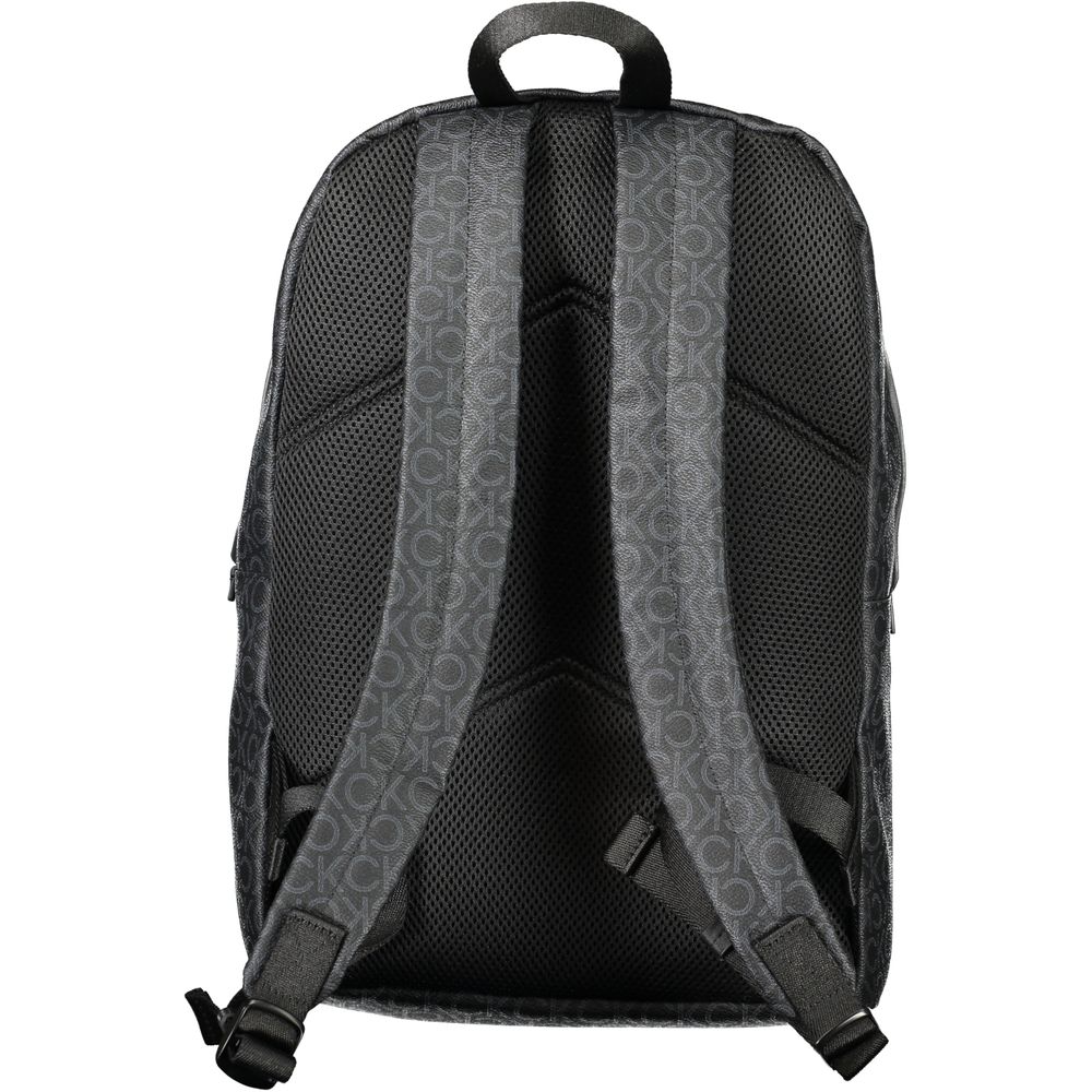 Black Polyester Men Backpack