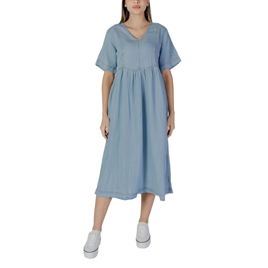Light Blue Cotton Long Dress