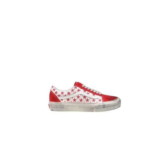 Red Suede Leather Low Top Sneakers