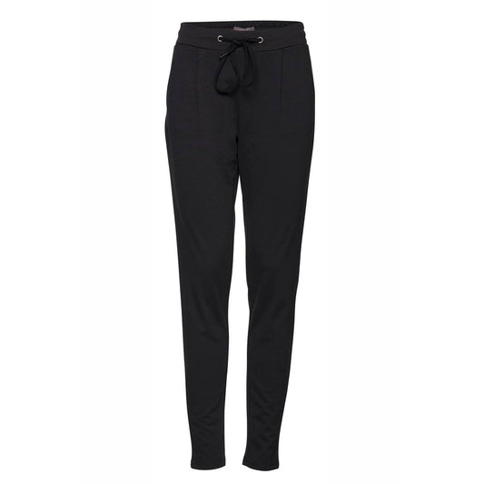 Black Polyester Casual Pants
