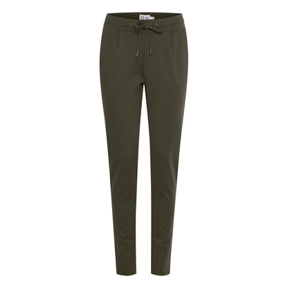 Green Polyester Casual Pants