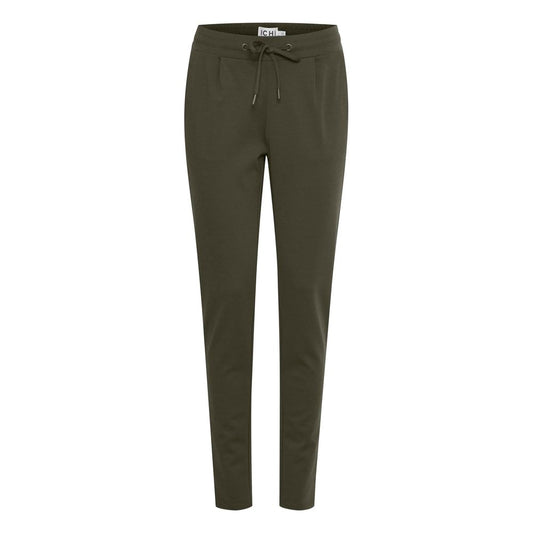 Green Polyester Casual Pants