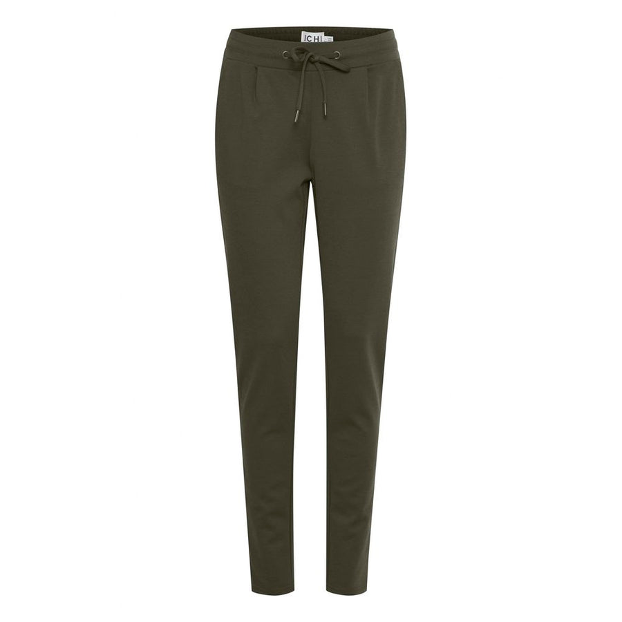 Green Polyester Casual Pants