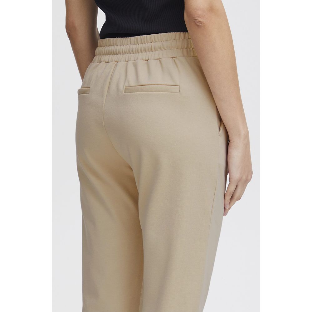 Beige Polyester Pants