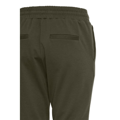 Green Polyester Casual Pants