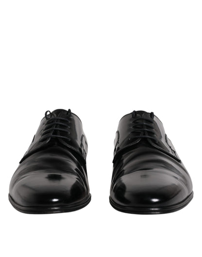 Black Leather Lace Up Derby Formal Shoes