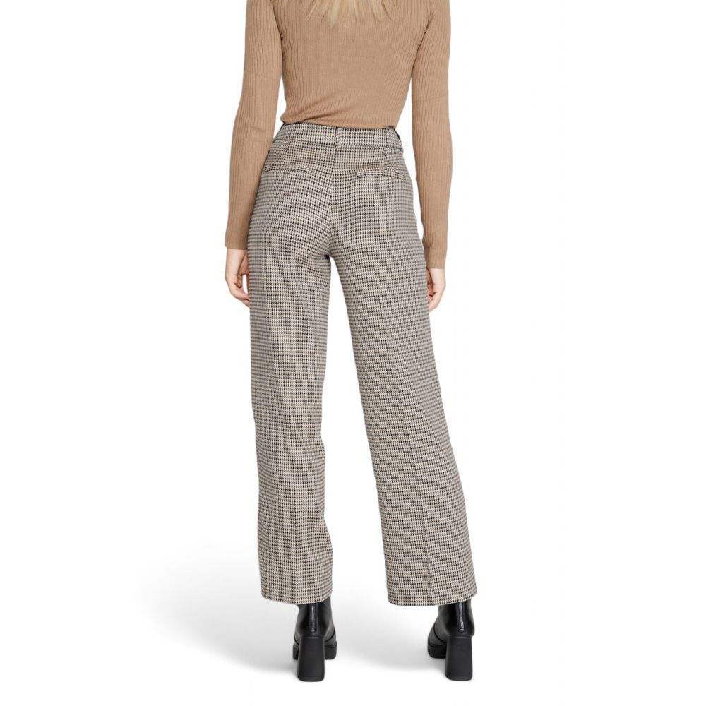 Beige Polyester Flared Pants