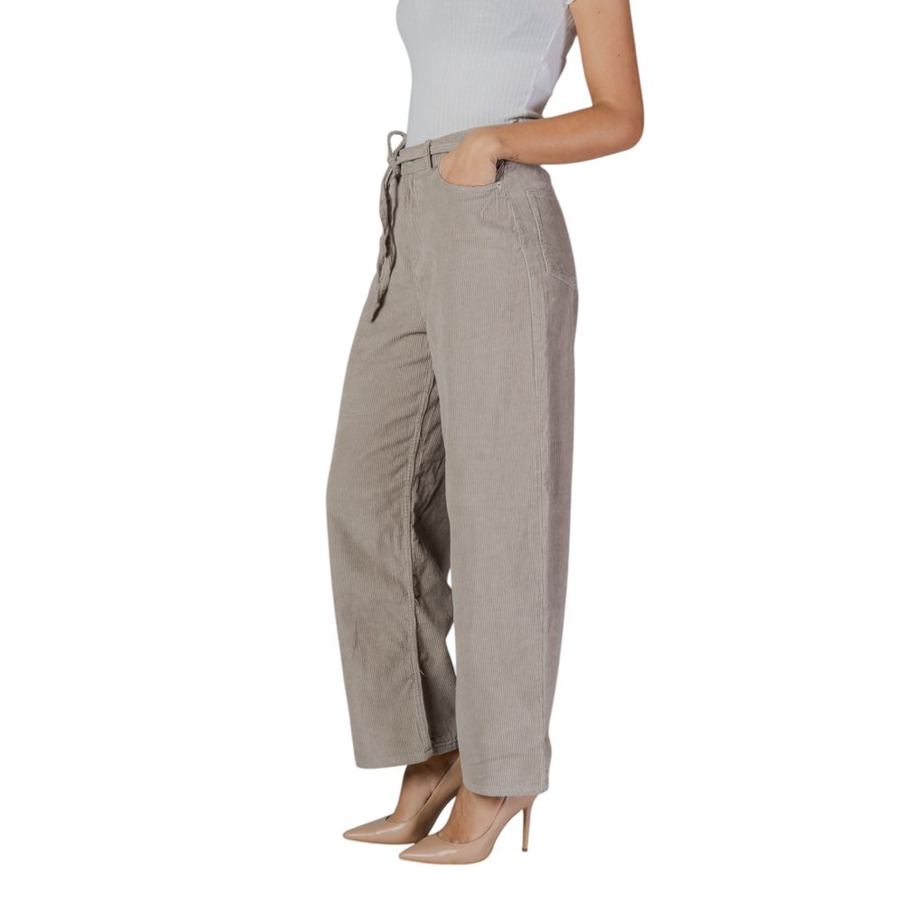 Beige Cotton Casual Pants