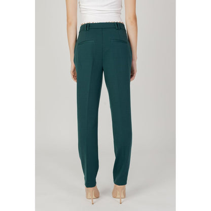 Green Polyester Casual Pants