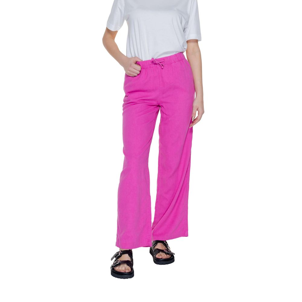 Pink Linen Casual Pants