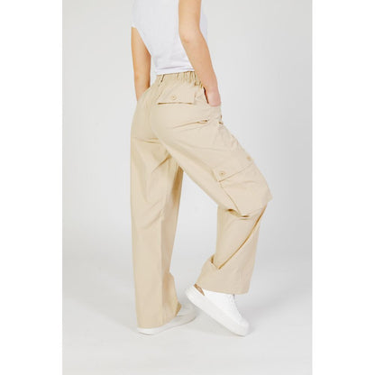 Beige Cotton Cargo Pants