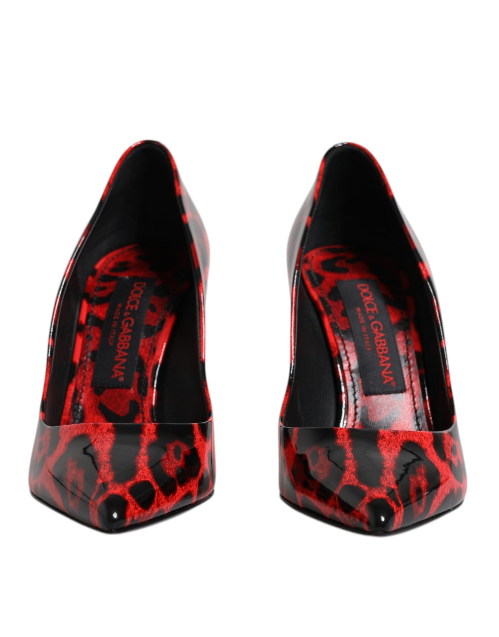 Red Leopard Leather Stiletto High Heels Pumps Shoes