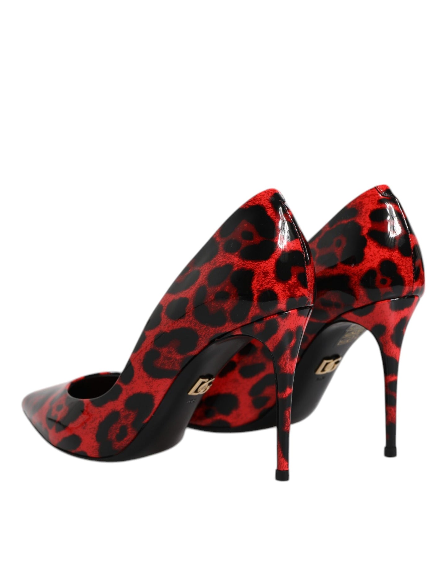 Red Leopard Leather Stiletto High Heels Pumps Shoes