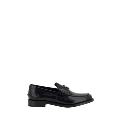 Black Leather Logo Loafers