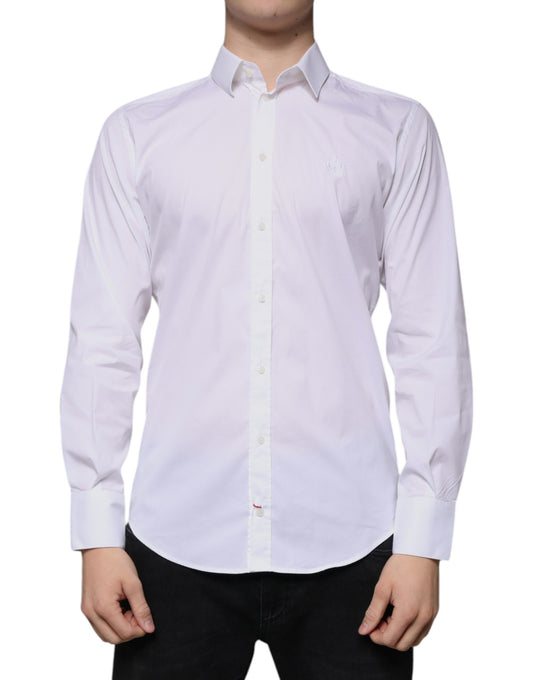 White Cotton Blend Men MARTINI Dress Shirt