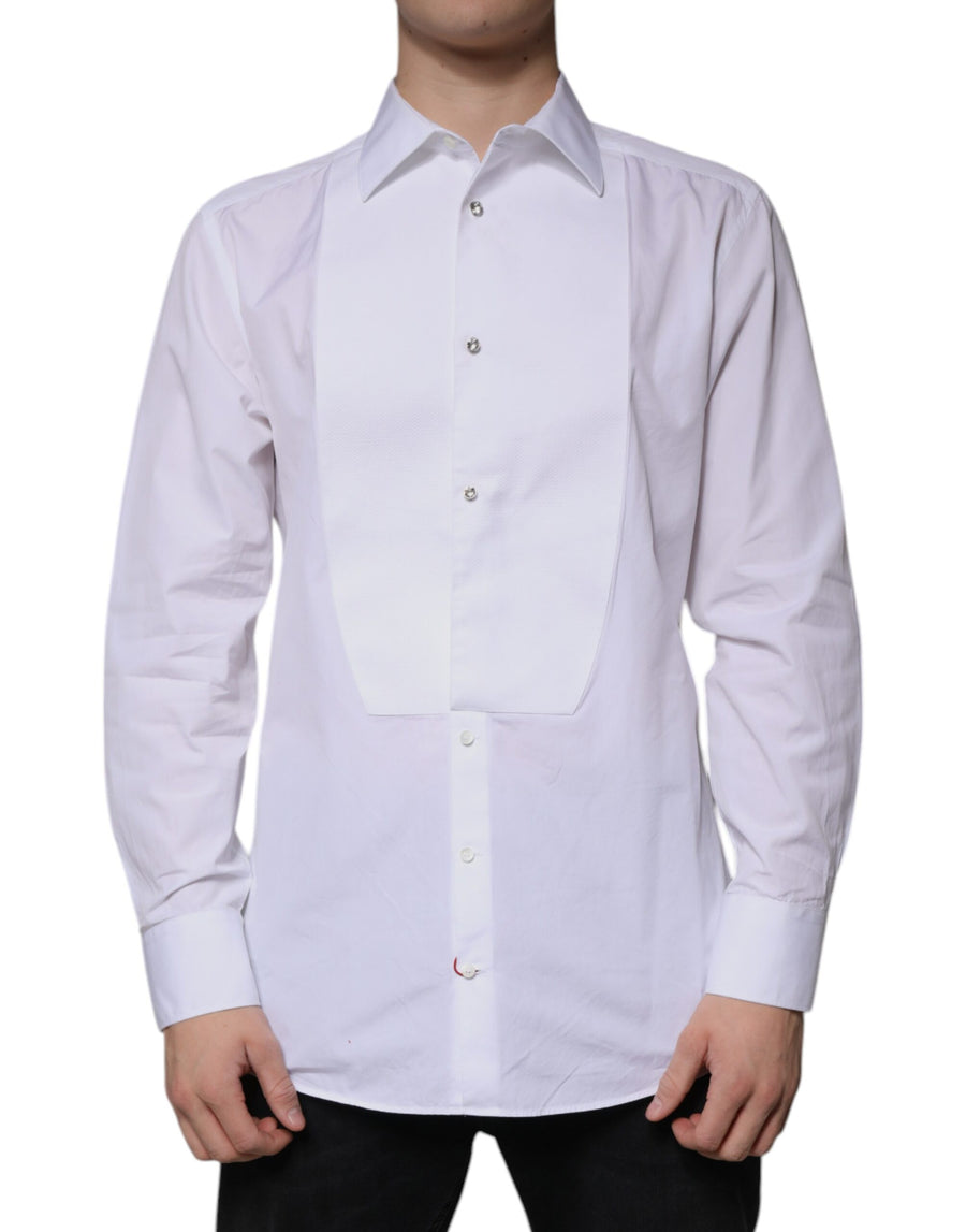 White Bib Cotton Poplin GOLD Men Formal Shirt