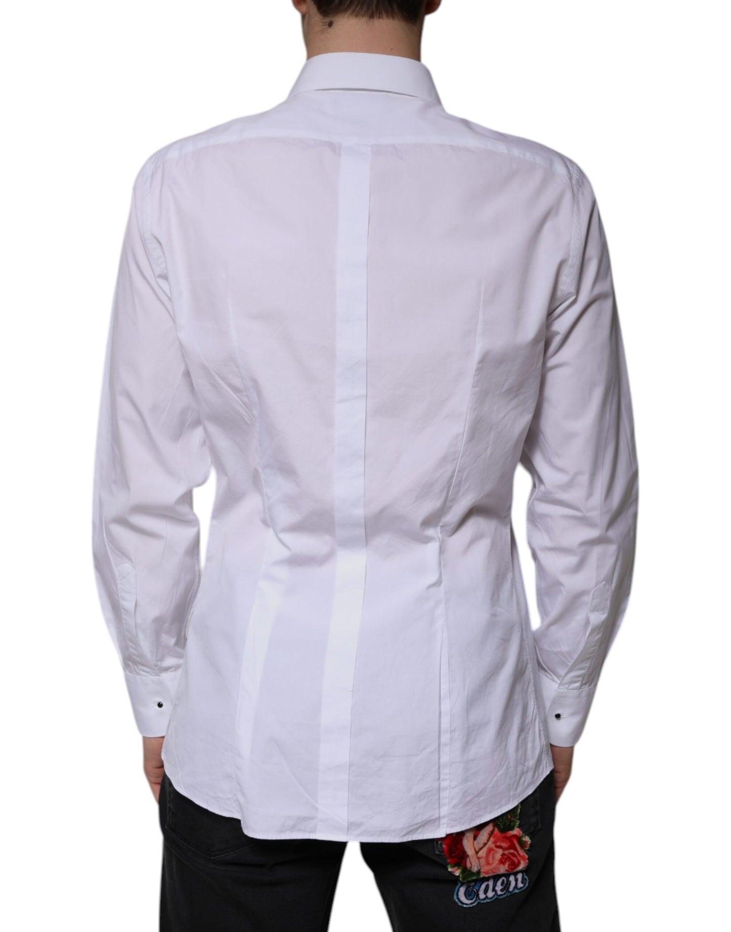 White Bib Cotton Poplin GOLD Men Formal Shirt