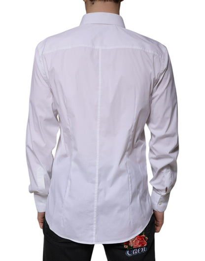 White Cotton Blend Men MARTINI Dress Shirt