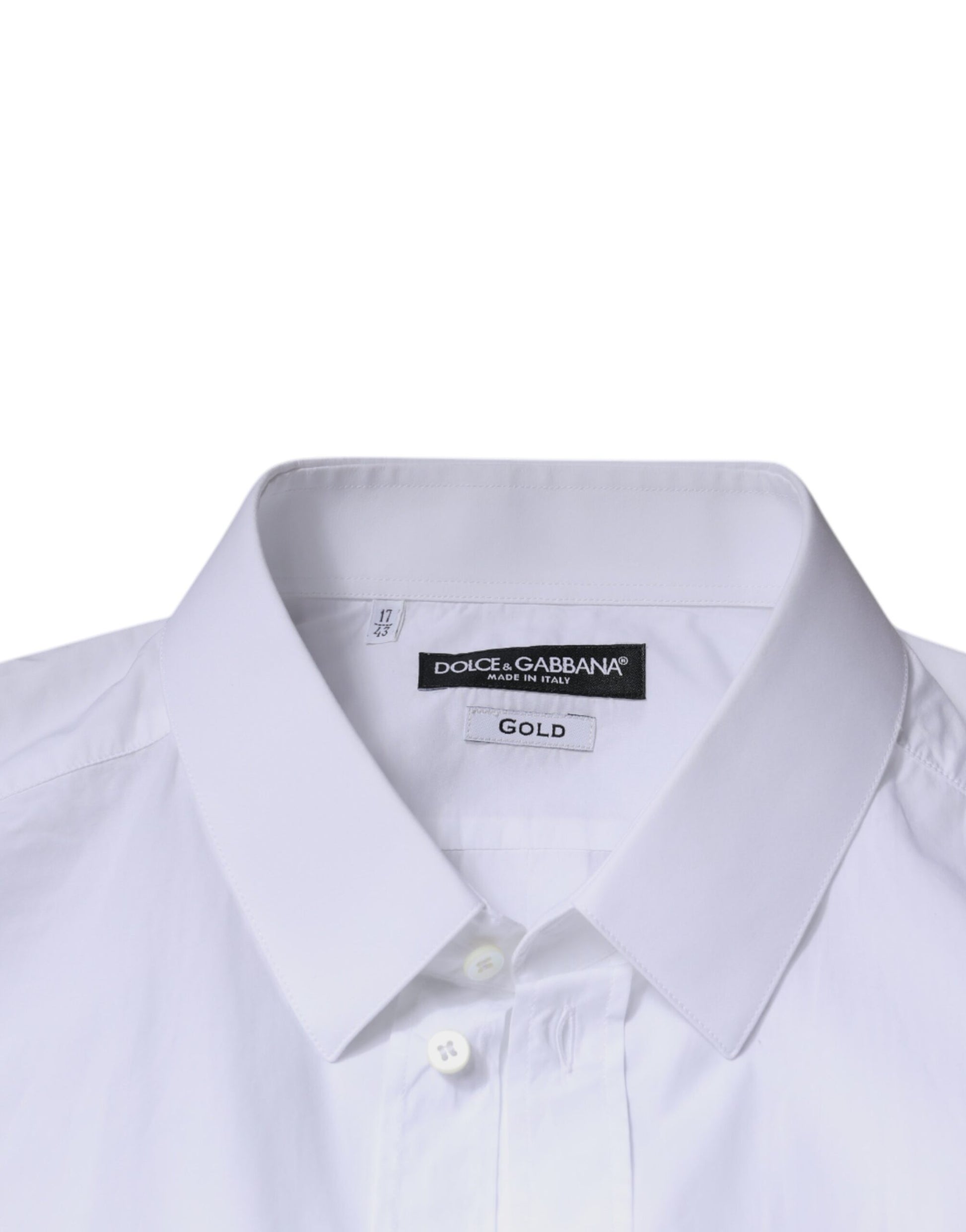 White Cotton Logo Formal Men GOLD Dress Shirt