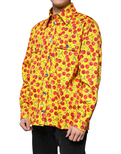 Yellow Cherry Button Down Men Casual Shirt