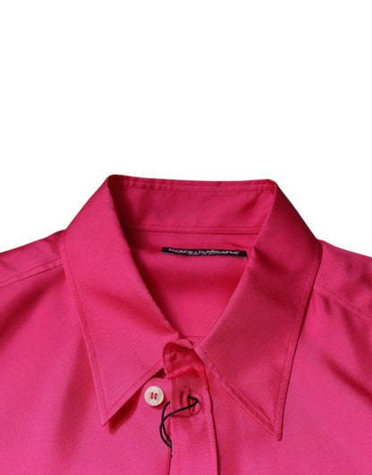 Pink Silk Collared Button Down Men Shirt