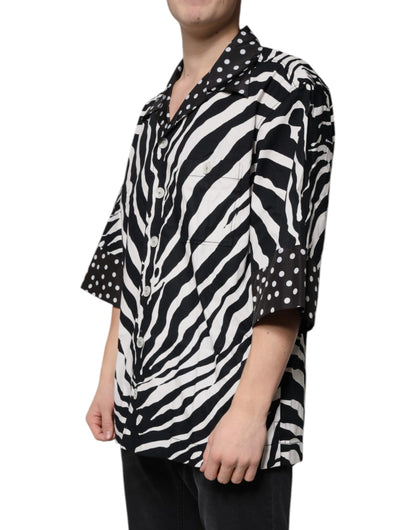 Black White Zebra Button Down Oversize Shirt