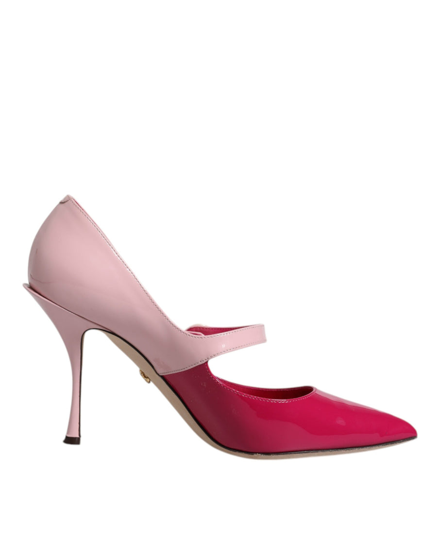 Two Tone Pink Leather Mary Jane Heels Pumps Shoes