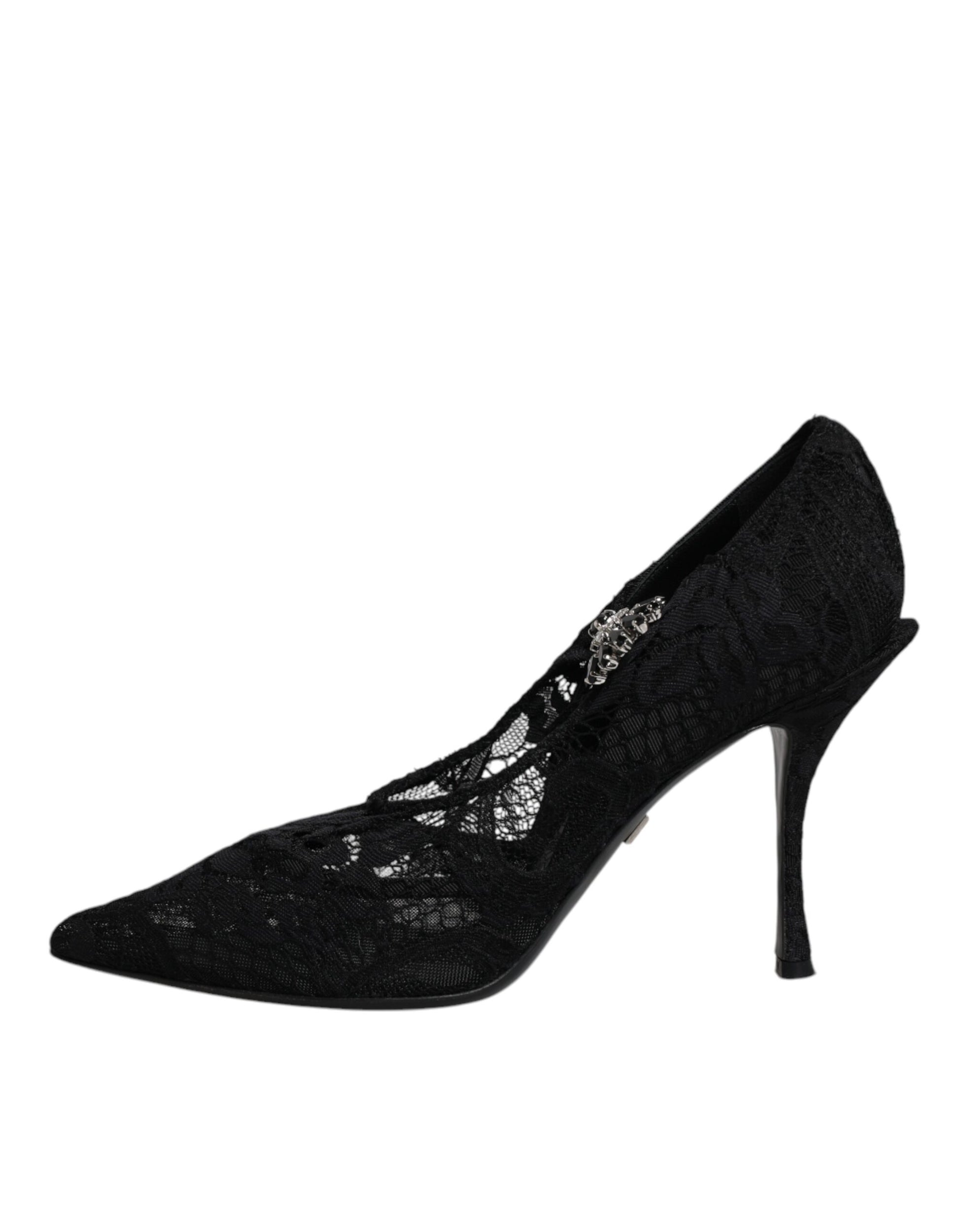 Black Lace Crystals Mary Jane Pumps Shoes