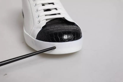 White Leather Logo Portofino Sneaker Shoes
