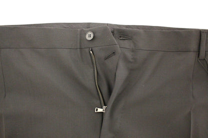 Elegant Pleated Black Wool Trousers