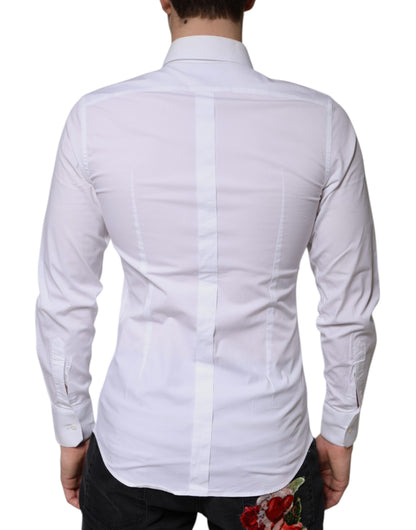 White Cotton Formal Men GOLD Dress Shirt