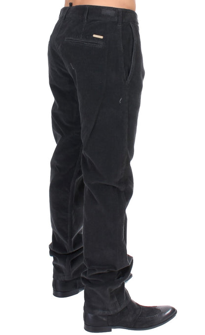 Elegant Black Cotton Corduroy Pants