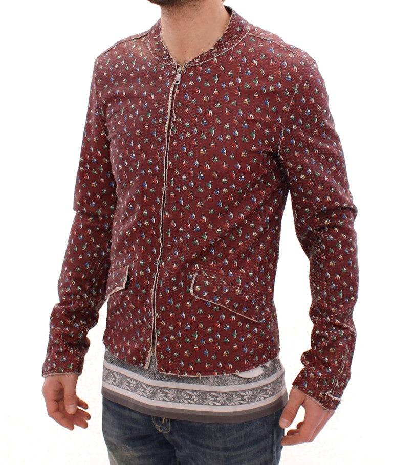 Exclusive Boxer Print Bordeaux Leather Jacket