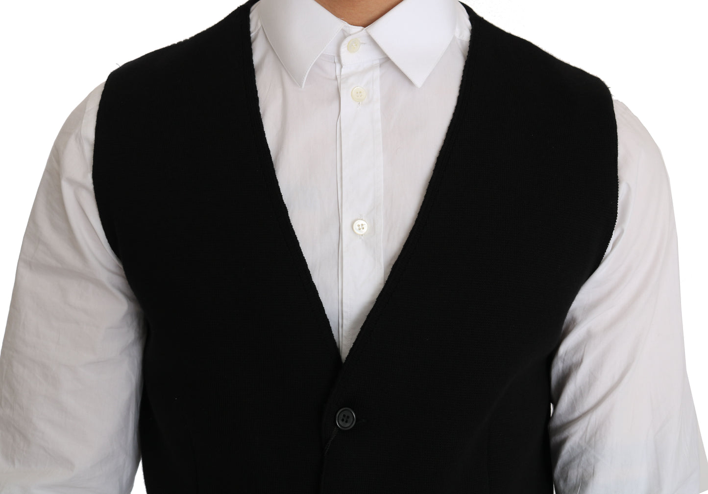 Sleek Black Cotton Formal Vest