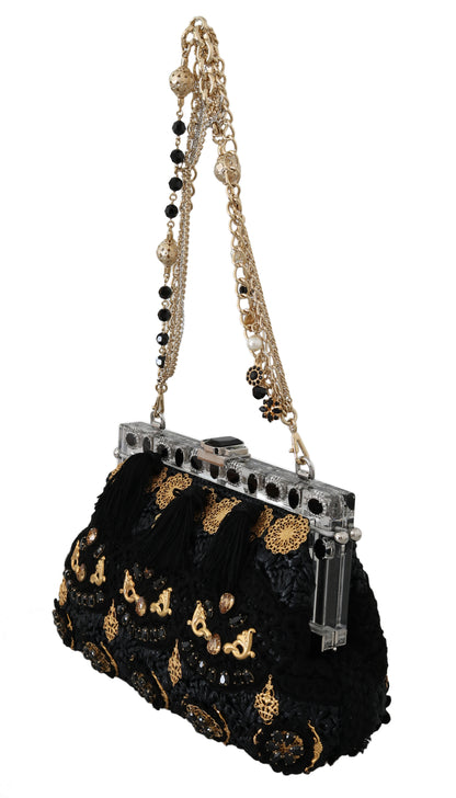 Black Tassel Gold Baroque Crystal Evening Clutch