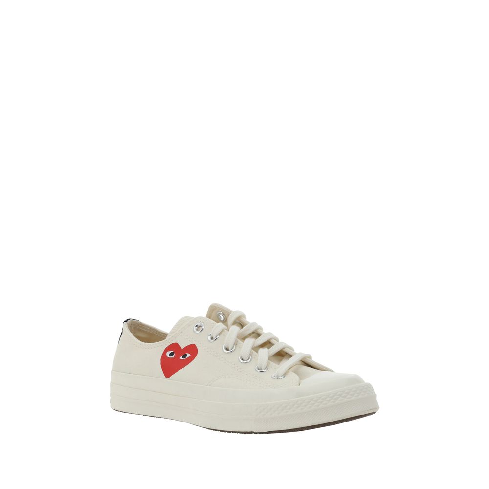 White Cotton Low Top Sneakers