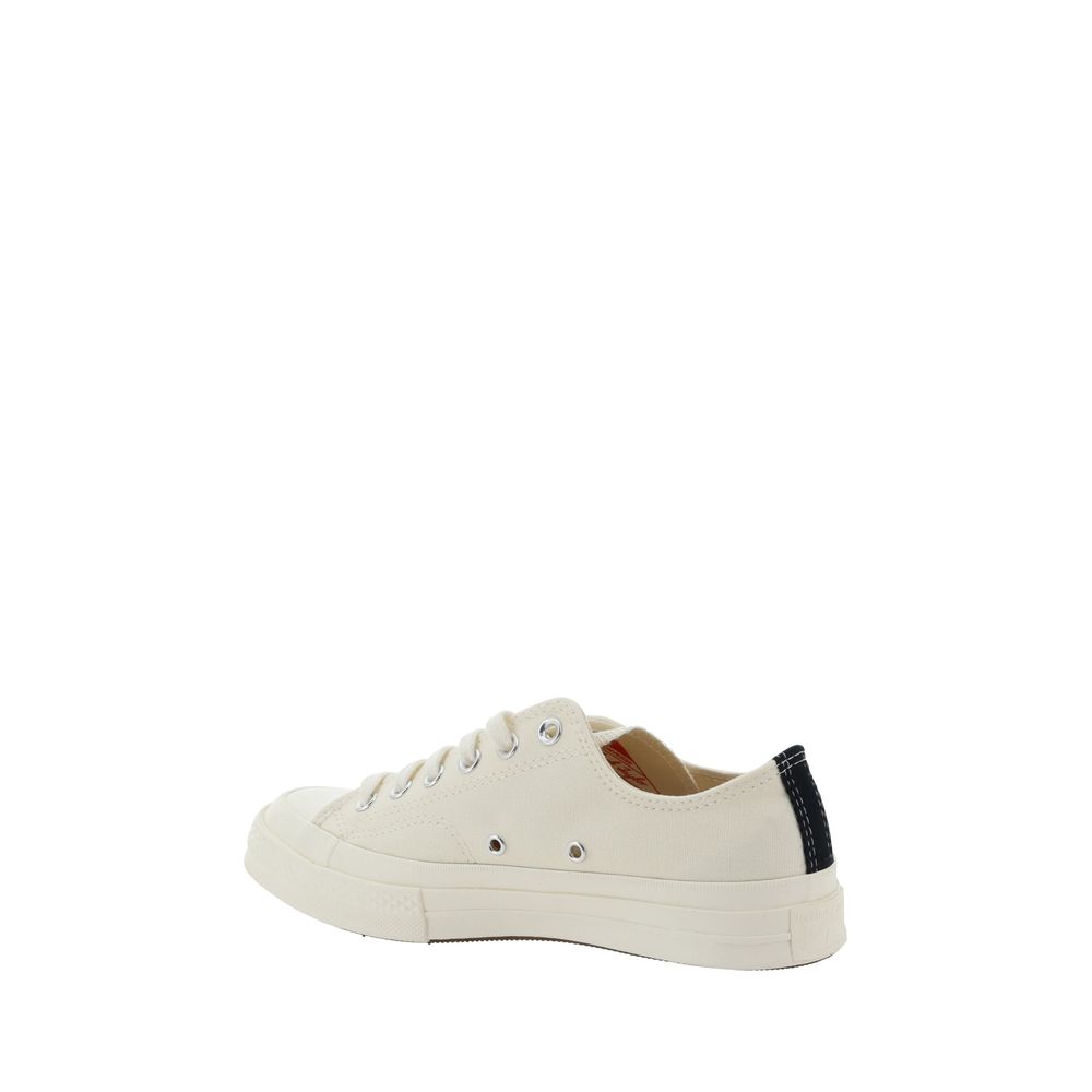 White Cotton Low Top Sneakers
