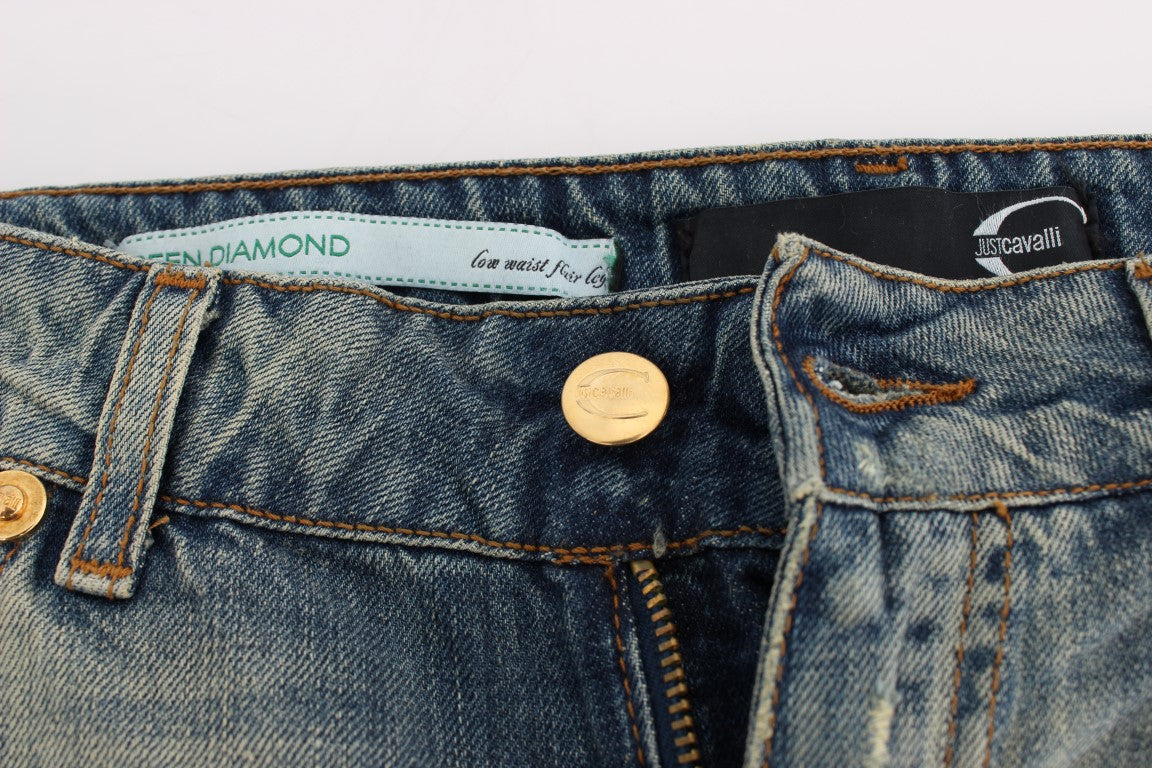 Blue Cotton Low Waist Jeans