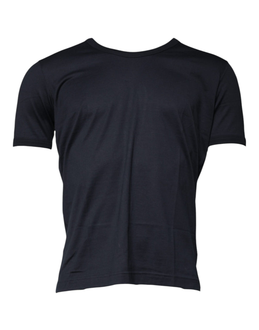 Black Cotton Crew Neck Short Sleeves T-shirt