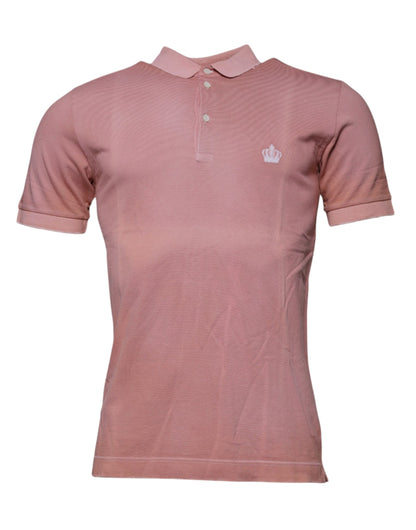 Pink Crown Collared Short Sleeve Polo T-shirt