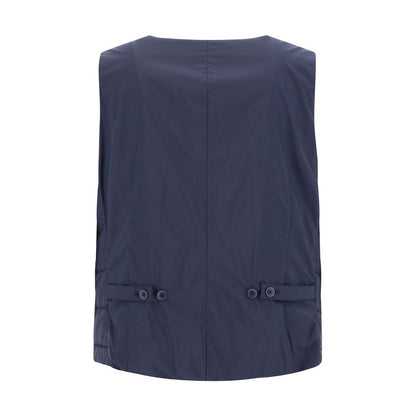 Blue Polyamide Sleveless Jacket