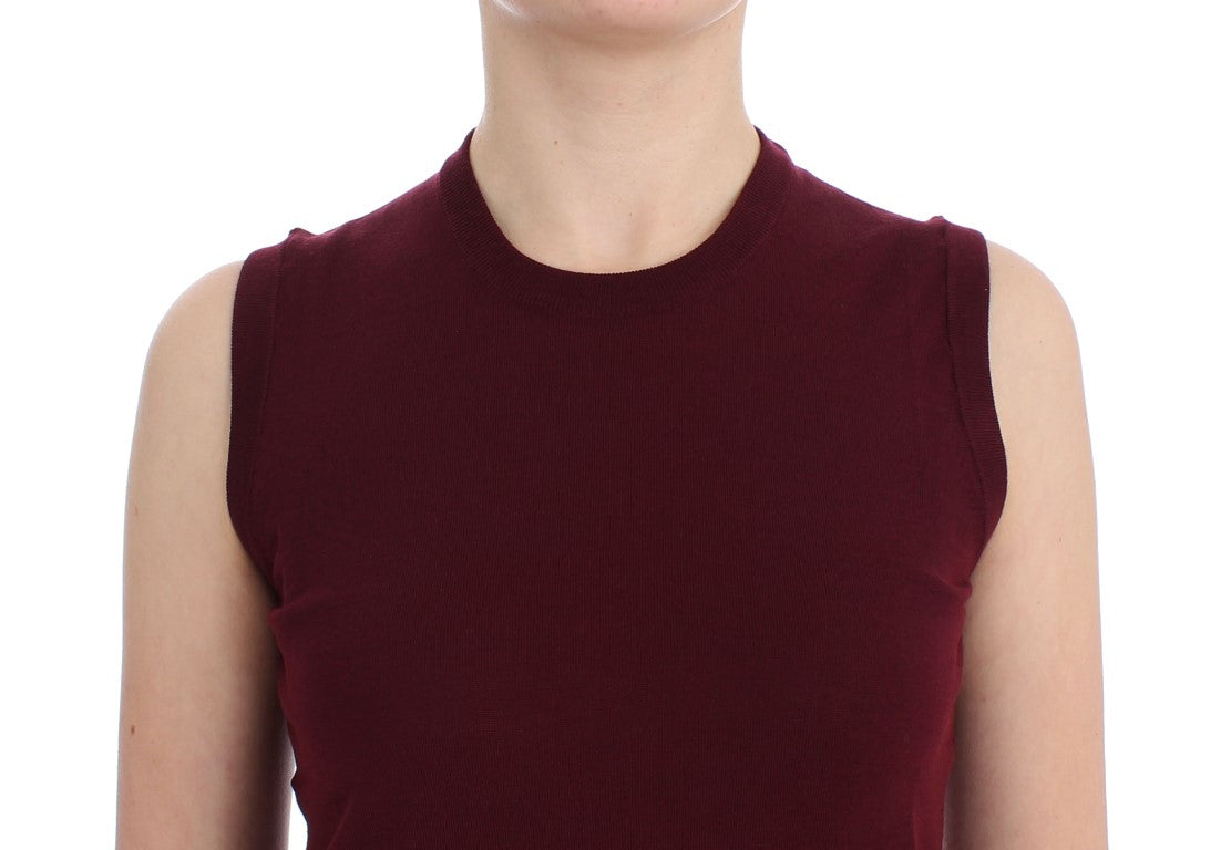 Elegant Red Wool Sleeveless Pullover Vest