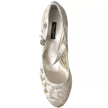 White Lace Crystals Heels Sandals Shoes